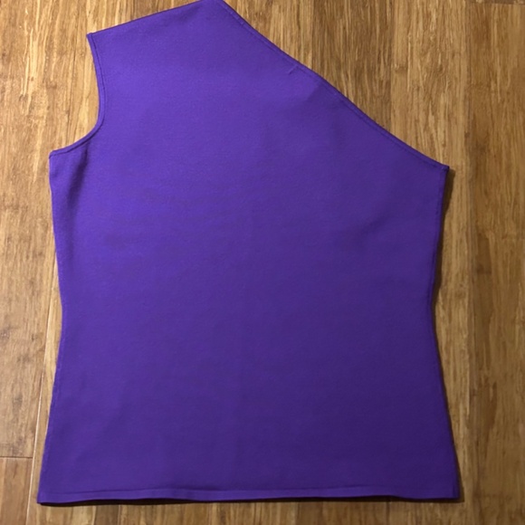 Ralph Lauren Black Label One Shoulder Asymm. Neckline Purple Blouse, Size L - Picture 4 of 15